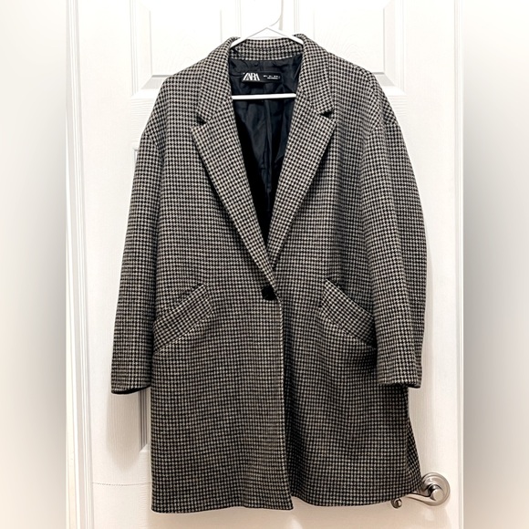 Zara Jackets & Coats Zara Houndstooth Peacoat Poshmark